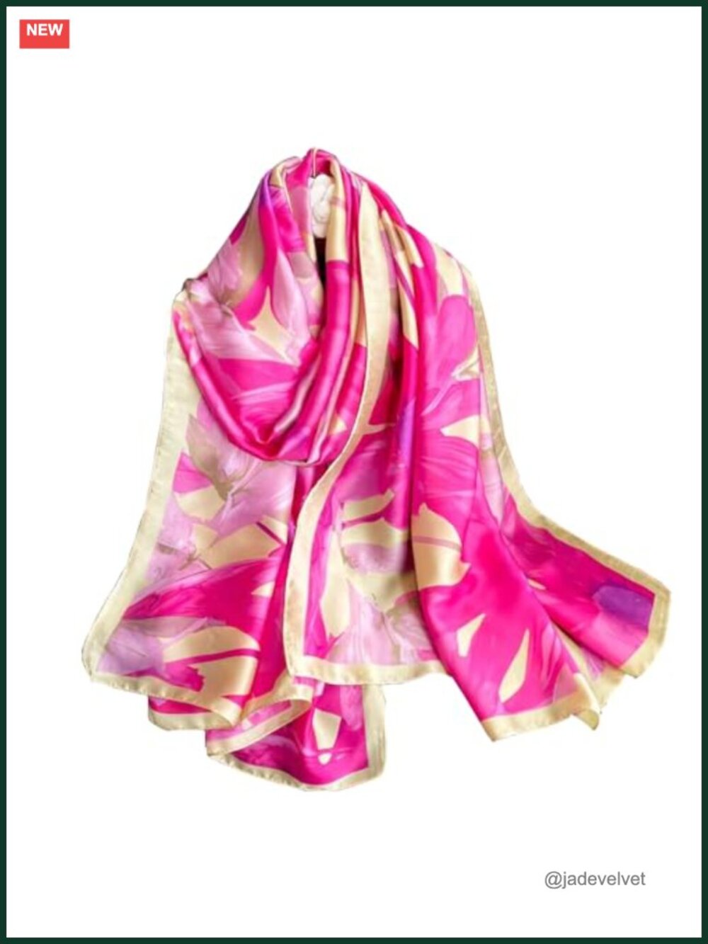 Women's Oversized Silk Scarf, Floral Shawl Wrap, Lightweight Satin, Luxury